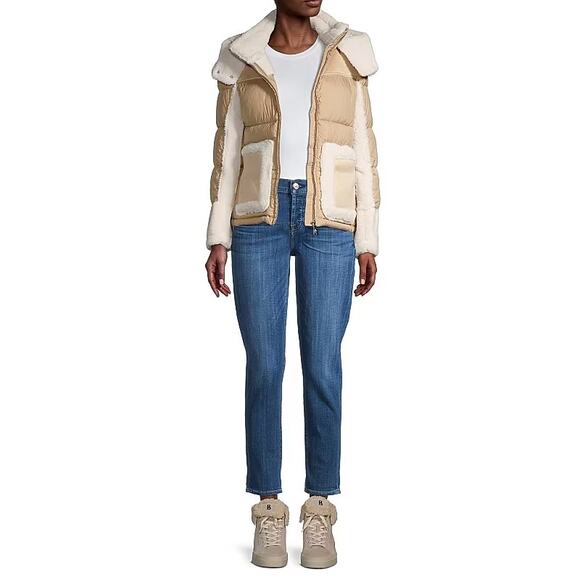 Sam Edelman NWT Mixed-Media Polyester Faux Fur Puffer Jacket Size Small - Picture 2 of 15